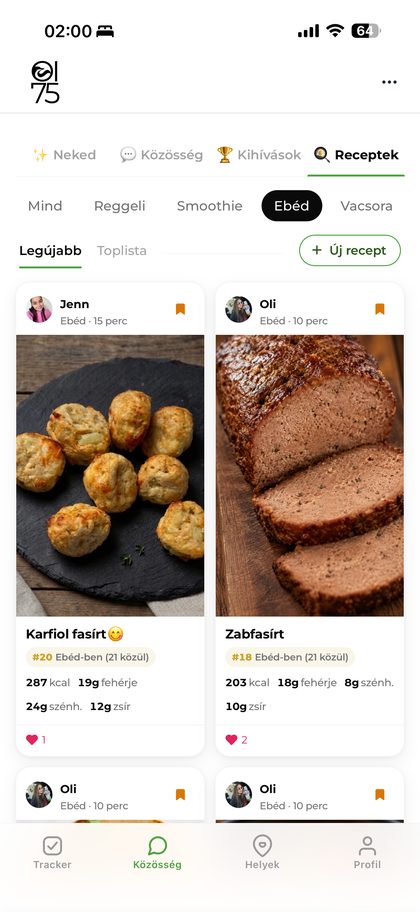 Recept-platform — a tagok receptjei makrókkal