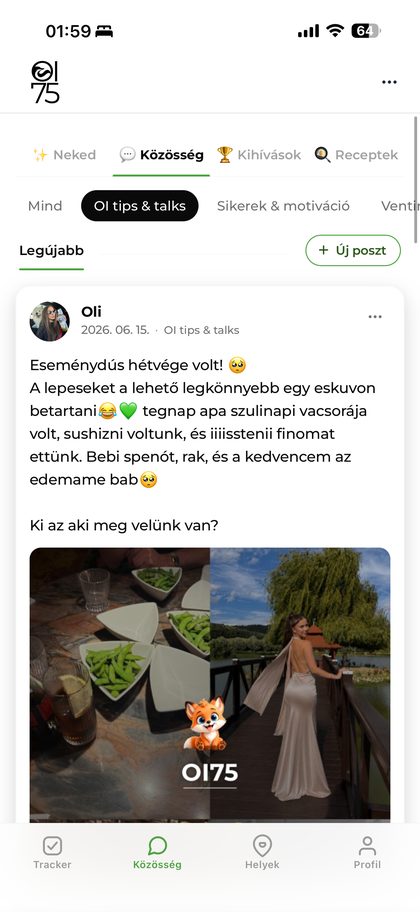 A közösség — Oli posztja a feedben