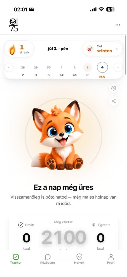 OIfox tracker — napi nézet a rókával
