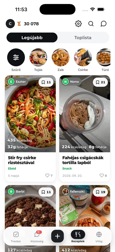 Recipes in the app