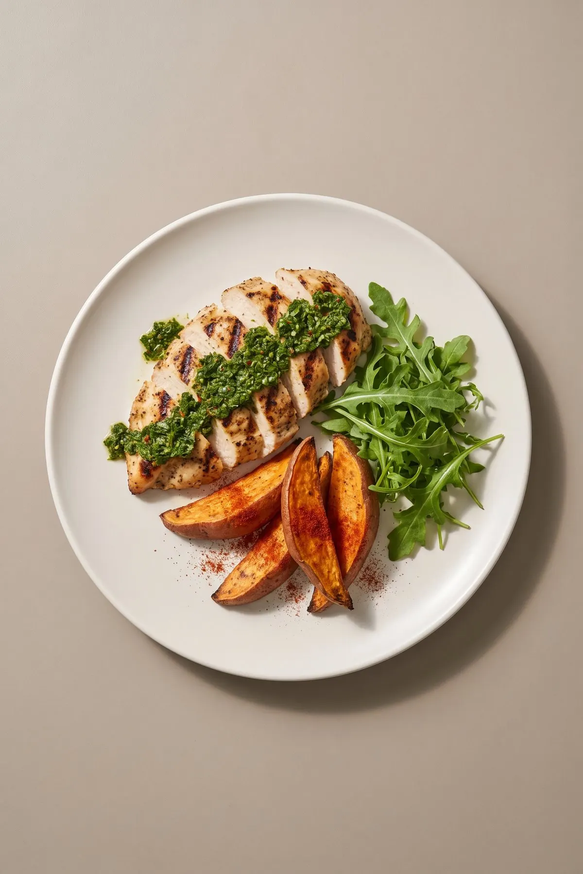 Grillezett csirkemell chimichurrival és sült édesburgonyával