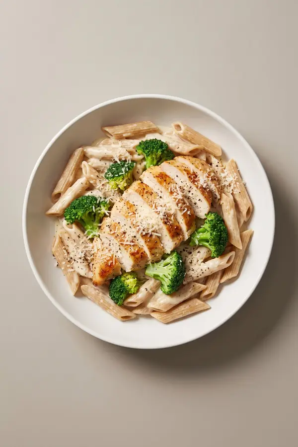 Csirkés Alfredo-tészta cottage cheese-es szósszal