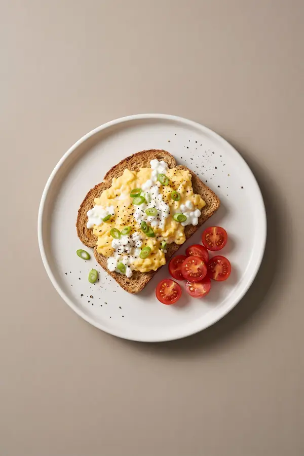 Krémes cottage cheese-es rántotta pirítóssal