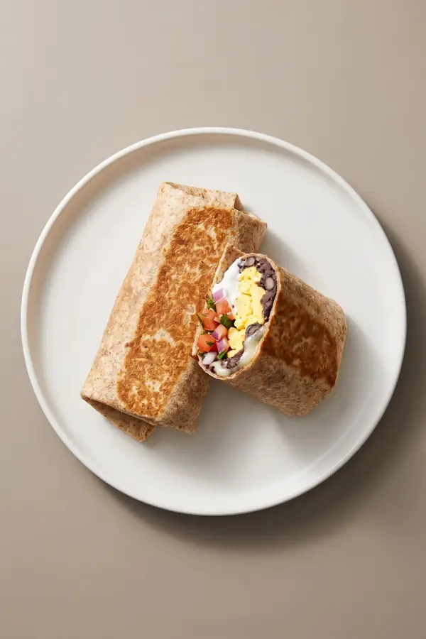 Reggeli burrito tojással és fekete babbal